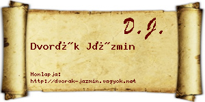 Dvorák Jázmin névjegykártya